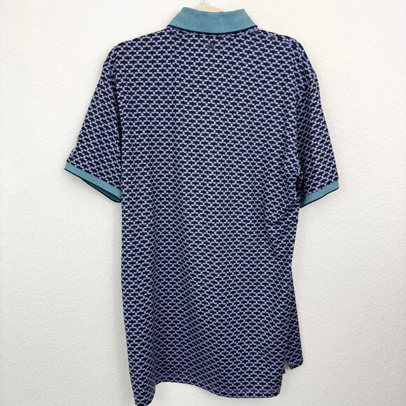 Greyson Mens Thunderbird Polo Shirt Size L Golf Active Geo Print Contrast Purple - Picture 3 of 7